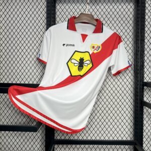 Camiseta local Rayo Vallecano 2001-02 Joma color blanco con banda diagonal roja y escudo con abeja